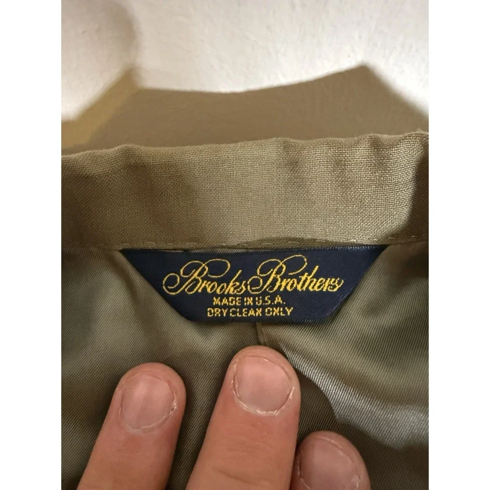 Brooks Brothers Blazer Adult Size 41L Tan 100 Wool 2 Button Made In USA Mens